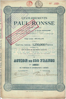 Titre Ancien - Etablissements Paul Ronsse - Titre De 1921 - N°0343 - Tessili