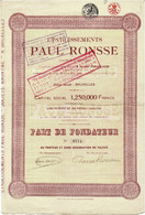 Titre Ancien - Etablissements Paul Ronsse - Titre De 1921 - N° 0774 - Textil