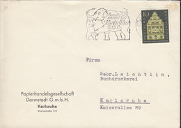 BRD  279 EF, Auf Ortsbrief Der Papierhandelsgesellschaft Darmstadt, Mit Stempel: Karlsruhe 27.11.1957 - Brieven En Documenten