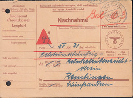 DR, Nachnahme-Karte, -Frei Durch Ablösung Reich-, Mit Stempel: Lengfurt 8.11.1943 - Marcophilie - EMA (Empreintes Machines)