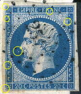 France - Yv.14A 20c Empire T.1 - Variétés Mais Non Planché Obl. - TB - 1853-1860 Napoleon III