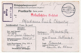 FRANCE - Carte Postale Postkarte Depuis Oflag XIIIA - Censure Geprüft 22 - 1941 - 2. Weltkrieg 1939-1945
