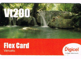 Vanuatu Ex Nouvelles Hebrides Telecarte Telecard Phonecard Flex Card Digicel Cascade Falls 200 Vt  Exp 2012 Ut - Vanuatu
