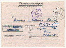 FRANCE - Correspondance Des PG Du Stalag IVD - Censeur Geprüft 38 - 1943 - Oorlog 1939-45