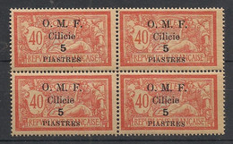 CILICIE - 1920 - N°Yv. 85 - Type Merson 5pi Sur 40c - Bloc De 4 - Neuf Luxe ** / MNH / Postfrisch - Unused Stamps