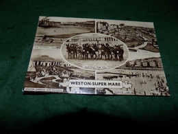 VINTAGE UK SOMERSET: WESTON Super MARE Waiting For You Multi View Sepia Donkeys Harvey Barton - Weston-Super-Mare