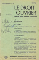 REVUE JURIDIQUE Sur LE DROIT OUVRIER - Août 1985 - Decreti & Leggi