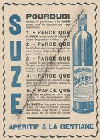 Ancienne Publicité (1929) : SUZE, Apéritif à La Gentiane, Pourquoi..., Parce Que... - Advertising