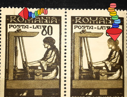 Stamps Errors Romania 1947 Mi 1013 With Printed  Different Color The Weaver's Head , Pair Mnh - Variétés Et Curiosités