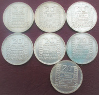 France - 20 Francs Turin Argent 1929 - 1933 Lot 7 Pièces De Monnaie - L. 20 Francs