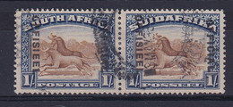 South Africa: 1929/31   Official - Wildebeest   SG O10    1/-    Used Pair - Service