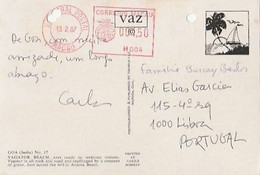 Macau & Marcofilia, Vagator Beach, Goa, India, Central Postal De Macau A  Lisboa 1987 (2388) - Briefe U. Dokumente