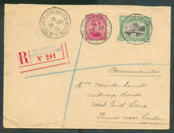 5c. + 40c. Emission 1915  Obl. Sc Ste-ADRESSE * POSTE BELGE Sur Lettre Recommandée (Etiq. Bilingue) Du 28-XII-1915 à ANT - Andere & Zonder Classificatie