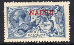 Nauru 1916 Overprint On GB GV De La Rue 10/- Seahorse Definitive, Lightly Hinged Mint, SG 23 (BP) - Nauru