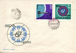 ROUMANIE. N°2341 & 2344 De 1967 Sur Enveloppe 1er Jour. Exposition Internationale De Montréal. - 1967 – Montreal (Kanada)