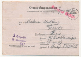 FRANCE - Correspondance Des PG - Du Stalag XII A - Censeur Geprüft 3 - 1942 - Oorlog 1939-45