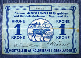 Only 1 You'll Find! ️ Greenland / Grønland 1 Krone 1913 P-13  State Note - Grönland