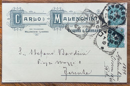 CARLO MALENCHINI - LIVORNO E CARRARA - AUTOGRAFA DEL 15 LUGLIO 1899  -  EPF393 - Carrara