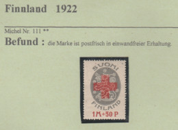 Finnland 1922 Postfrisch ** - Unused Stamps