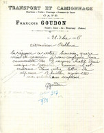 FACTURE.38.ISERE.SAINT JEAN DE BOURNAY.TRANSPORT & CAMIONNAGE. CAFE FRANÇOIS GOUDON. - Transport