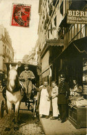 Boulogne Billancourt ( Cachet Départ 1908 ) * Carte Photo * Rue , Commerces Magasins Et Attelage Cheval * Militaire 134è - Boulogne Billancourt