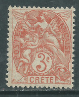 Crète N° 3 XX Type Blanc : 3 C. Orange, Sans Charnière, TB - Unused Stamps