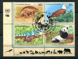 RC 21577 NATIONS UNIES NEW YORK COTE 7,20€ N° 669 / 672 FAUNE PROTECTION DE LA NATURE BLOC DE 4 OBLITÉRÉ - Used Stamps