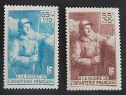 FRANCE YT 386/387 NEUF*MH "A LA GLOIRE DE L INFANTERIE FRANCAISE" ANNÉE 1938 - Unused Stamps