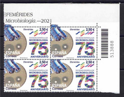 ESPAÑA 2021  ** MNH ED. 5528 EFEMERIDES. 75 ANIVERSARIO SOC. ESP. MICROBIOLOGIA BL.4 - Ungebraucht