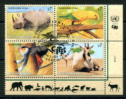 RC 21583 NATIONS UNIES VIENNE COTE 9,60€ N° 200 / 203 FAUNE PROTECTION DE LA NATURE BLOC DE 4 OBLITÉRÉ - Used Stamps