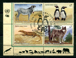 RC 21584 NATIONS UNIES VIENNE COTE 9,60€ N° 159 / 162 FAUNE PROTECTION DE LA NATURE BLOC DE 4 OBLITÉRÉ - Used Stamps