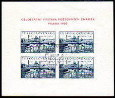 CZECHOSLOVAKIA 1950 Prague Philatelic Exhibition Block Used.  Michel Block 12 - Gebruikt