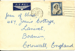 New Zealand Cover Sent Air Mail To England Greymouth 23-8-1956 Single Franked - Cartas & Documentos