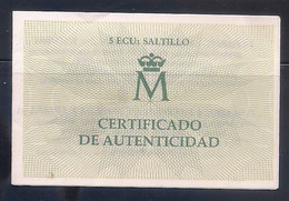 ESPAÑA 1993 - CERTIFICADO PARA LA MONEDA DE 5 ECU DE PLATA DEL AÑO 1993 - SALTILLO - Other & Unclassified