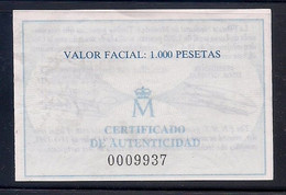 ESPAÑA 1995 - CERTIFICADO PARA LA MONEDA DE 1000 PESETAS DE PLATA DEL AÑO 1995 - JJOO ATLANTA 96 - Autres & Non Classés