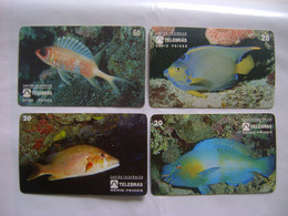 BRAZIL / BRASIL - 4 PHONE CARDS PEIXES / FISH, TELEBRAS OPERATOR - 1995 - Pesci