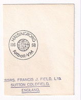 Sweden 1958 Cancellation: Football Fussball Soccer Calcio Fifa World Cup; Hälsingborg Helsinki; Germany - Czachoslovakia - 1958 – Svezia