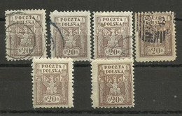 Poland 1919 Different Variants - Oblitérés