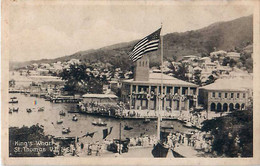 Cpa ST THOMAS - V.I. U.S.A.  King's Wharf - Flag - Jungferninseln, Amerik.