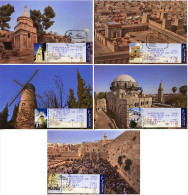 ISRAEL (2010). Carte Maximum Card - MAOR - Jerusalem Western Wall, Hurva Synagogue, Temple, Tomb Absalom, Windmill - Cartes-maximum