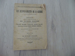 Plaquette 1922 Les Responsabilités De La Guerre Par Poincaré Discours 42 Pages - Documenti