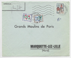 COQ DECARIS 30C LETTRE MEC SECAP BETHUNE ENTREPOT 12.4.1967 PAS DE CALAIS POUR MARQUETTE NORD TAXE FLEURS 50C+30C - 1962-1965 Coq De Decaris