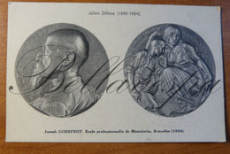 Medaille Allegorie D'Art Julien Dillens Joseph Godefroy Ecole Prof. De Menuiserie (Joseph Stevensstraat) Bruxelles 1894 - Personnages Célèbres