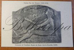 Medaille Brons  Allegorie D'Art Charles Van Der Stappen  Centenaire De L'Academe Royale Des Beaux Arts Bruxelles. - Personnages Célèbres