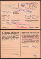 Postsache Einschreiben Vordruckkarte Bzgl. Einer Paketsendung Aus Der BRD Betr. Nr. Des Importvertrages, 18.8.87 - Brieven