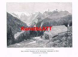 D101 071 Ernst Platz Amthorspitze Hühnerspiel Berghütte Großbild Druck 1899!! - Autres & Non Classés
