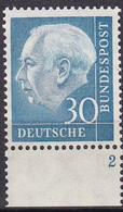 BRD 1954,  187 X,  MNH **,  Theodor Heuss (I).,Form 2 - Ongebruikt