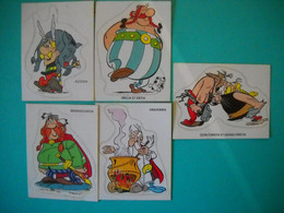 Lot De Cinq Autocollants Asterix , La Vache Qui Rit De 1975 . 2 Photos . - Stickers