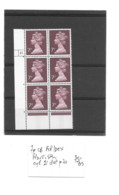 7p -  CB  FCP/DEX    Cylinder Block Of 6 Stamps Cyl 21  Dot P20 - Machin-Ausgaben