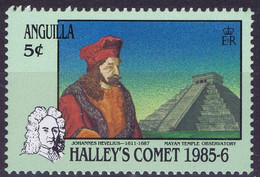 Anguilla Space 1986 Giotto: Halley's Comet, Hevelius And Mayan Temple - Anguilla (1968-...)